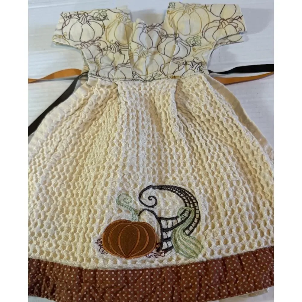 Harvest Season Embroidered Ruffle Hand Kitchen Towel Dress Decor